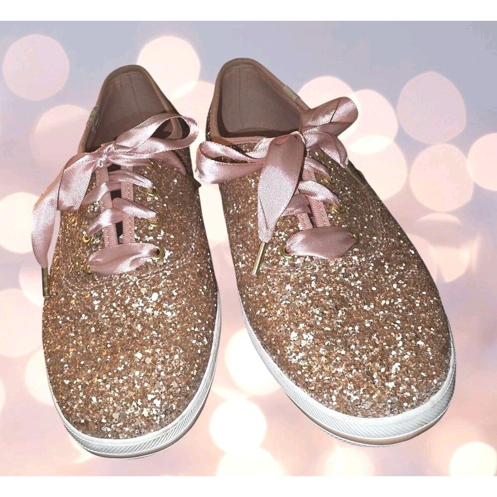 Keds x Kate Spade New York Champion Glitter Sneakers  Rose Gold Color US 8 Wide